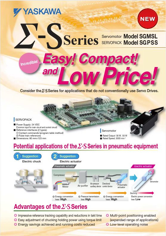 SIGMA-S SERIES SEVOMOTOR MODEL SGMSL SERVOPACK MODEL SGPSS