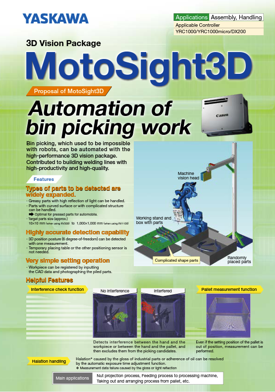 MotoSight3D, Automation of bin picking work